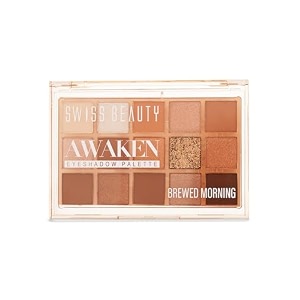 swiss beauty awaken eyeshadow palette  matte  shimmer finish  long-lasting  blendable  shade- 1 brewed morning 11g