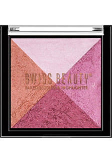 swiss beauty mini baked shimmer blusher and highlighter palette for face makeup