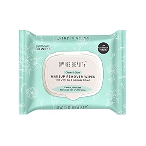 swiss beauty clean amp glow makeup remover wipes  with green tea and calendula extracts cleansing and hydrating facial wipes 30 wipes