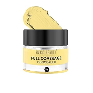 swiss beauty full coverage matte creamy concealer for combination skin face makeup yellow corrector 15gm pack of 1