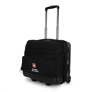 swiss military pilotpro hard-soft overnighter cabin luggage travel trolley suitcase bag with 156-inch laptop compartment business file organizer premium wheels push button handle 30l black