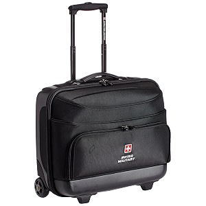 swiss military pilotpro hard-soft moulded laptop overnighter trolley bag 30l lightweight cabin luggage fits 1563939 laptop business travel bag with organizer lockable - black 2015
