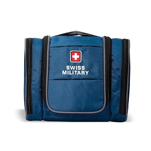 swiss military unisex nylon 5l water-resistant toiletry bag for travel with multiple compartments quick access pocket durable zippers organizer for toiletries makeup and essentials-blue
