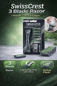 swisscrest 1 razor handle  10 cartridges men
