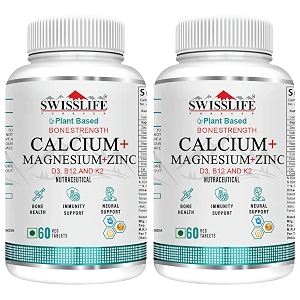 swisslife forever calcium  magnesium  zinc  vit d3  vit b12  vit k2 tablets for men and women 60 tablets pack of 2
