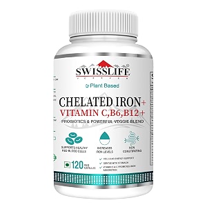 swisslife forever chelated iron capsules with probiotics chelated iron with vitc vit b6 vitb9 vit b12 120 capsule