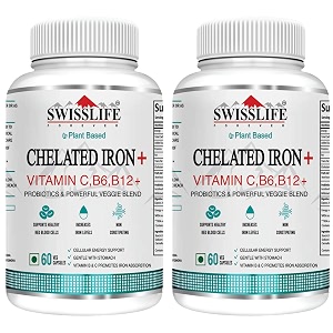 swisslife forever folic acid with vitc chelated iron capsules with probiotics chelated iron with vitc vit b6 vitb9 vit b12 60 capsule combo