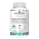 SwissLife Forever Chelated Iron Folic Acid Capsules | With Vitamin C, B6, B9, B12 &amp; Probiotics | Iron Supplement for Men &amp; Women | 120 Veg Capsules (Pack of 2)