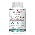 Swisslife Forever Chelated Iron Capsules with probiotics| Chelated Iron with Vit.C, Vit. B6, Vit.B9, Vit. B12 (120 Capsule)