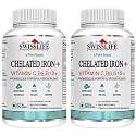 Swisslife Forever Folic acid with Vit.C| Chelated Iron Capsules with probiotics| Chelated Iron with Vit.C, Vit. B6, Vit.B9, Vit. B12 (60 Capsule Combo)