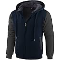 SWISSWELL Men Zip Up Hoodies Sherpa Lined Jacket Heavyweight Fleece Sweatshirt Winter Warm Hooded Coat