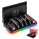 Switch 2 Dock, Charging Dock for Joycon 2, Nintendo Switch 2 Accessories, RGB Games Organizer Docking Station with Controller Charger with 18 Game Card Slots and Cable
