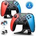Switch Controller 2-Pack, Wireless Pro Controller for Switch2/Switch/Lite/OLED, Bluetooth Gamepad with Programmable Back Buttons, Turbo, Vibration, Gyro, Compatible with iOS/Android/PC, Includes 2 Stands