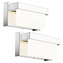 Switched LED Wall Sconce Set of 2, Indoor 8 inch 12 Watt 4000K Wired Chrome Wall Mounted Sconce Light with On/Off Switch, Frosted Arcylic Shade Sconces for Bedroom Living Room Bathroom Kitchen Hallway