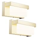 Switched LED Wall Sconce Set of 2, Indoor 8 inch 12 Watt 4000K Hardwired Champagne Wall Mounted Sconce Light with On/Off Switch, Frosted Arcylic Shade Sconces for Bedroom Living Room Bathroom Kitchen