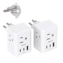 Switzerland Power Adapter, Type J Adaptor Swiss Liechtenstein European Travel Plug Adapter, 3 Outlets 3 USB Charging Ports(2 USB C), 2 Pack