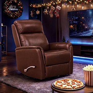 Swivel Recliner Chair Manual Leather Home Theater
