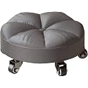 Swivel Rolling Low Stool with 5 Caster Wheels inch Height PU Leather Heavy Duty for Home and Office Modern Comfortable Wheel Chair HeightBrown 14cm(Black)