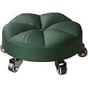 Swivel Rolling Low Stool with 5 Caster Wheels inch Height PU Leather Heavy Duty for Home and Office Modern Comfortable Wheel Chair HeightBrown 14cm(Green)
