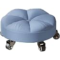 Swivel Rolling Low Stool with 5 Caster Wheels inch Height PU Leather Heavy Duty for Home and Office Modern Comfortable Wheel Chair HeightBrown 14cm(Blue)