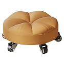 Swivel Rolling Low Stool with 5 Caster Wheels inch Height PU Leather Heavy Duty for Home and Office Modern Comfortable Wheel Chair HeightBrown 14cm(Orange)