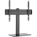 Argo Solutions Universal Swivel Tabletop TV Stand for 37-70 Inch TVs, with Tempered Glass Base, VESA Compatible, Fits Most LED, LCD, OLED & QLED TVs, Fine Texture Black
