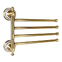 Swivel Towel Rack for Bathroom, Antique Bronze Folding 4 Arms Hand Towel Bars Towel Hanger for Laundry, Wall Mount Storage Space Saving,Porcelain Design