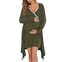 SWOMOG Womens Maternity Robe 2 Piece Nursing Nightgown for Breastfeeding 3 in 1 Labor Delivery Nursing Dress Lace Bathrobe