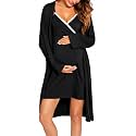 SWOMOG Womens Maternity Robe 2 Piece Nursing Nightgown for Breastfeeding 3 in 1 Labor Delivery Nursing Dress Lace Bathrobe