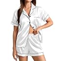 SWOMOG Womens Silk Satin Pajamas Set Short