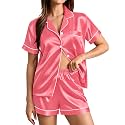 SWOMOG Womens Silk Satin Pajamas Set Short