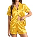 SWOMOG Womens Silk Satin Pajamas Set Short