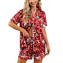 SWOMOG Womens Silk Satin Pajamas Set Short