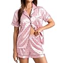 SWOMOG Womens Silk Satin Pajamas Set Short