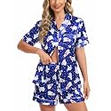 SWOMOG Womens Silk Satin Pajamas Set Short