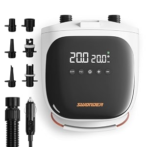 swonder paddle board pump 30 faster inflation sup pump compact amp 26lb lightweight electric air pump w 20psi high-pressure dual stage auto-off amp deflation function