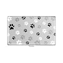 Swooflia Business Card Holder Case Wallet for Men Women Metal Dog Paw Grey Slim Pocket Purse Square Card Cases Cute For Realtors Real Estate Agents