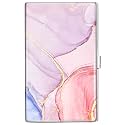Swooflia Metal Business Card Holder Case for Women Men, Pink Marble, Minimalist