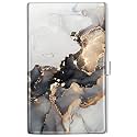 Swooflia Metal Business Card Holder Case for Women Men, Grey Marble, Minimalist
