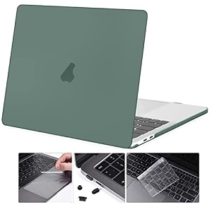 swook case for m2 macbook pro 13 inch withwithout touch bar plastic hard shell case cover with keyboad dustplugs trackpad mid-night green