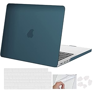 swook case for m2 macbook pro 13 inch withwithout touch bar plastic hard shell case cover with keyboad dustplugs trackpad deep green