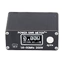 HF SWR Power Meter, Digital Rechargeable 1.6 to 50MHz 0.5W to 200W Power Standing Wave Tester with 1.29in OLED Alarm Function for Ham Radio SO239 Black 1 Pack