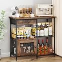 SWTYMIKI 33.31''x14.25'' Coffee Bar Cabinet - Large Farmhouse Coffee Stand Station Multi-Purpose Buffet Sideboard Cabinet with Drawers - Kitchen Bar Table for Living Room, Small Space, Espresso