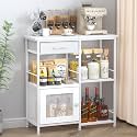 SWTYMIKI Coffee Bar Cabinet for Home - Farmhouse Coffee Stand Station Multi-Purpose Buffet Sideboard Cabinet - Kitchen Bar Table for Living Room, Corner, Small Space, White
