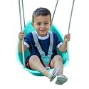 Swurfer Coconut Toddler Swing – Comfy Baby Swing Outdoor, 3- Point Adjustable Safety Harness, Secure, Safe Quick Click Locking System, Blister-Free Rope, Easy Installation, Teal