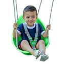 Swurfer Coconut Toddler Swing – Comfy Baby Swing Outdoor, 3-Point Adjustable Safety Harness, Secure, Safe Quick Click Locking System, Blister-Free Rope, Ages 9 Mos and Up, Green