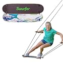 Swurfer TreeSkate Skateboard Swing, Outdoor Stand Up Surf Swing, Holds Up to 200 lbs, Ages 6 and Up, Adjustable Handles, Grip Tape, Kids Outdoor Play Equipment for Children and Adults (Waves) Blue