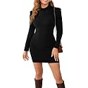 SxClub Women's Winter Sweater Dresses Sexy Cold Shoulder Pullover Dress
