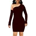 SxClub Women's Winter Sweater Dresses Sexy Cold Shoulder Pullover Dress