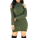SxClub Women's Winter Sweater Dresses Sexy Cold Shoulder Pullover Dress